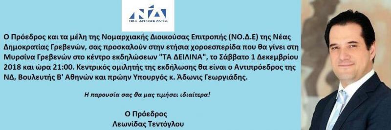 Ο αντιπρόεδρος της Ν.Δ. Άδωνις Γεωργιάδης σε εκδήλωση της ΝΟΔΕ της ΝΔ Γρεβενών