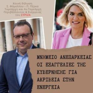 Σ.Φάμελλος- Π.Πέρκα: Το αδιέξοδο της κυβέρνησης Μητσοτάκη οδηγεί σε απόγνωση 