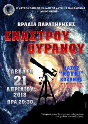 Βραδιά Παρατήρησης Έναστρου Ουρανού
