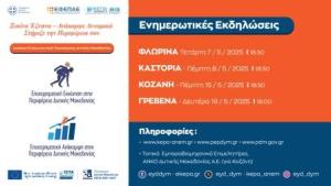 Εκδηλώσεις για τις Δράσεις “Επιχειρηματική Εκκίνηση” και “Επιχειρηματική Ανάκαμψη” του Προγράμματος ΕΣΠΑ «Δυτική Μακεδονία» 2021-2027